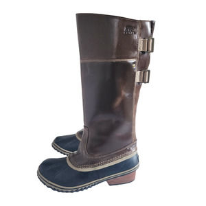 NEW Sorel Slimpack Riding Boots Tall Waterproof Brown Leather Rubber Equestrian
